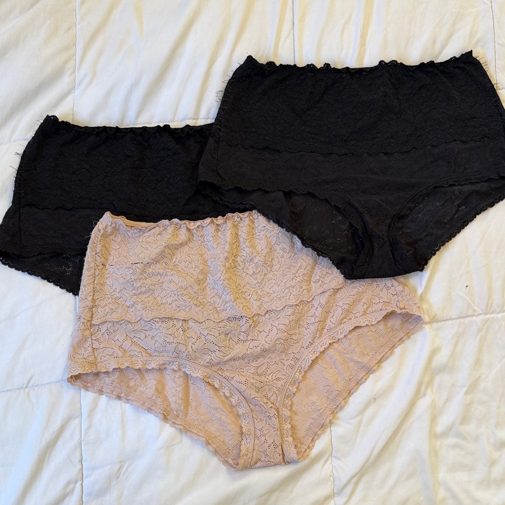 torrid Lace High-Waist Panties Trio in Black and Nude